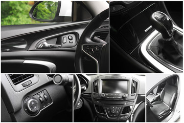 Photo collage. Car interior details