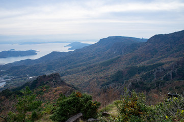 Fototapeta na wymiar 夕方の小豆島、寒霞渓からの景色（香川県、日本）