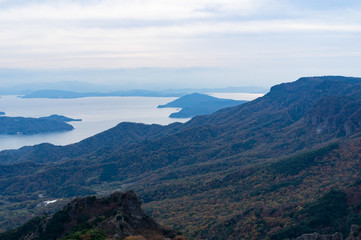 夕方の小豆島、寒霞渓からの景色（香川県、日本）