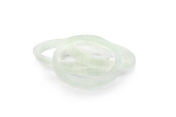 Fresh onion rings on white background