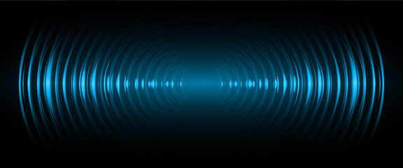 Sound waves oscillating dark blue light, Abstract technology background. Vector. - obrazy, fototapety, plakaty