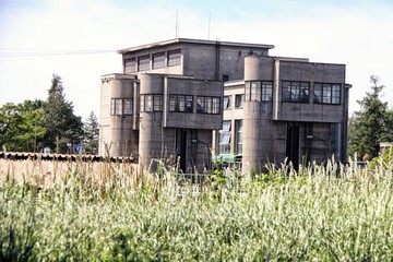 Industrial building of the river power plant