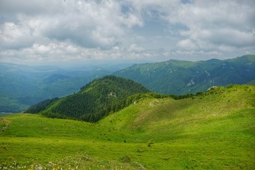 Naklejka na ściany i meble Finding freedom in the mountains. Ciucas Mountains in Romania.