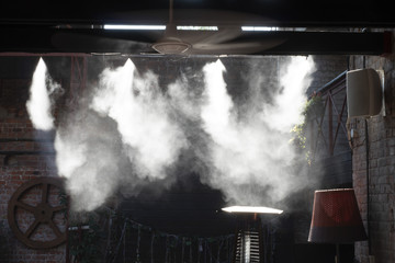 air-conditioning of open terraces cafe, fog system