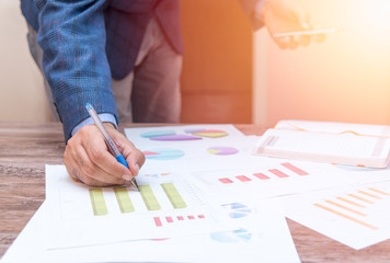 Businessman working and analysing data