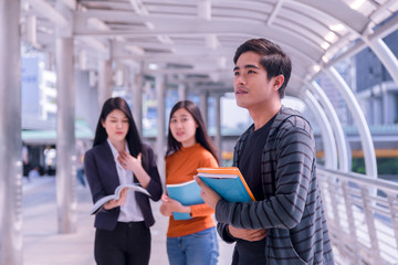 Asian students studying at university Student.