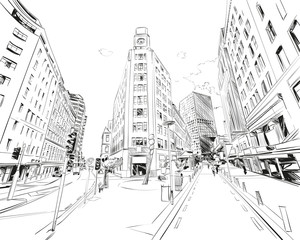 Wellington. New Zealand. Hand drawn city sketch. Vector illustration.  - 210433722