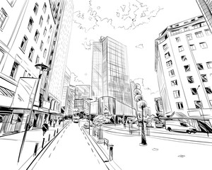 Wellington. New Zealand. Hand drawn city sketch. Vector illustration.  © romanya
