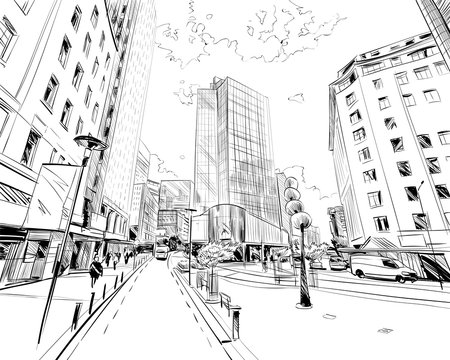 Wellington. New Zealand. Hand drawn city sketch. Vector illustration. 