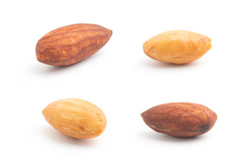Almonds on white background