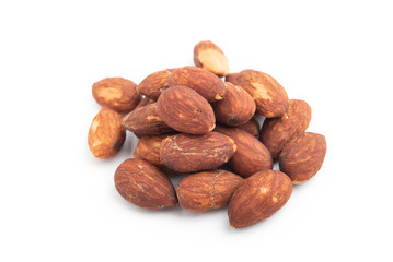 Almonds on white background