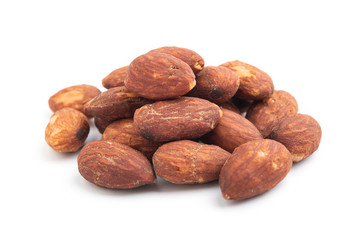 Almonds on white background