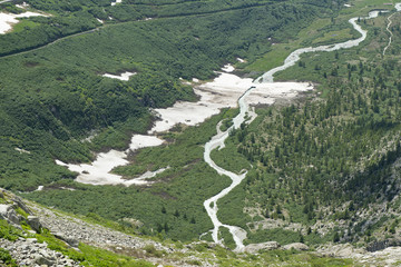 Rhonetal am Fuss des Rhonegletschers, Wallis, Schweiz
