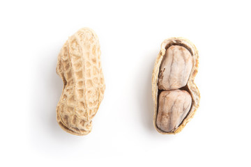 Peanuts isolated on white background.
