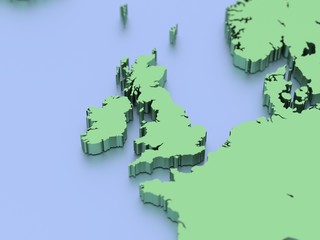 A 3D rendered map of England