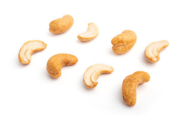 cashew nuts on white background