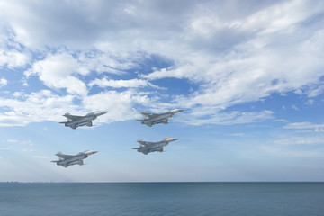 Fototapeta na wymiar Gripen aircraft over the horizon.
