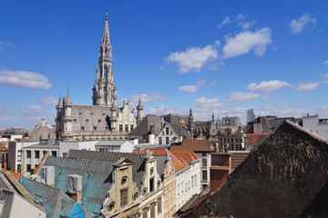 Fototapeta na wymiar vue de Bruxelles centre, grand place, hôtel de ville, Belgique