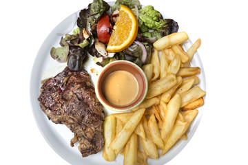 Entrecote mit Pommes und Salat