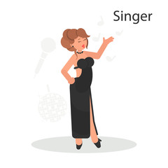 Singer gives a concert color flat icon