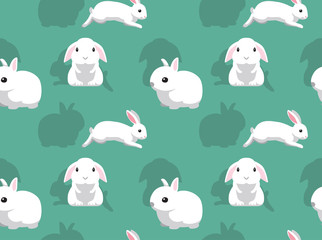 White Rabbit Cute Cartoon Background Seamless Wallpaper