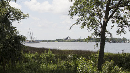 Grounded boat, Trout River, FL.