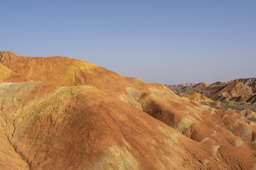 Zhangye Danxia National Geological Park in Gansu Province, China. Landscape photo in daylight.