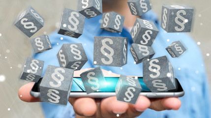 Businessman using 3D rendering law cubes