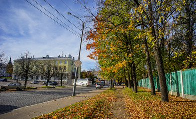Street at downtown in Vyborg, Russia