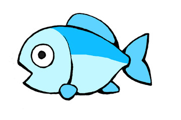 魚 cartoon fish on white background