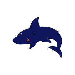 Shark cartoon illustration isolated on white background for children color book