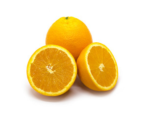 Image of Fresh orange fruits with slices isolated on white background. Fruit. Food.