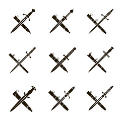9 black and white dagger icons