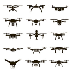 15 black and white drones icons