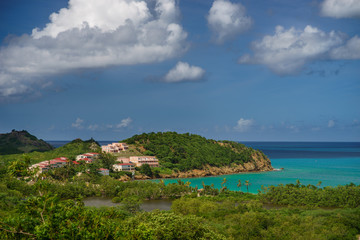 Fototapeta premium Houses on the bay in caribbean sea