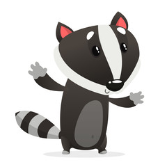  Cute cartoon  raccoon character. Wild forest animal collection. Baby education. Isolated on white background. Flat design Vector illustration