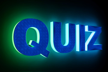 word quiz with neon light