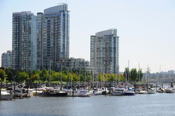 Cityscape of Vancouver at Granville Island in Canada