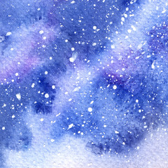 Space Starry sky. galaxy. picture on paper. watercolor background