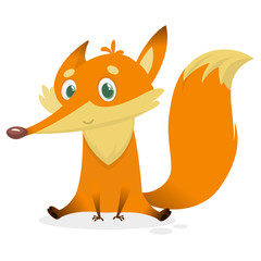 Obraz premium Cartoon fox character. Vector illustration of fox isolated