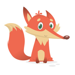  Cute cartoon  fox character. Wild forest animal collection. Baby education. Isolated. White background. Flat design Vector illustration