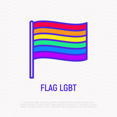 Rainbow flag LGBT thin line icon. Modern vector illustration.