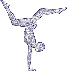 Yoga. Silhouette of a man with a pattern.