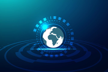 Global network connection with business concept and world map line, vector illustrator