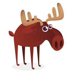 Funny cartoon moose character. Vector moose illustration isolated. 