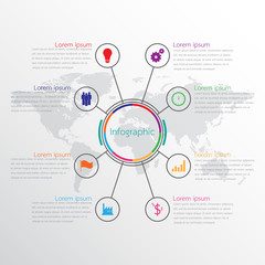 Obraz premium Vector infographic templates used for detailed reports. All 8 topics.