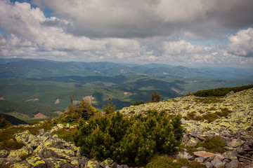 Beautiful mountains and blue sky in the Carpathians. Ukraine.