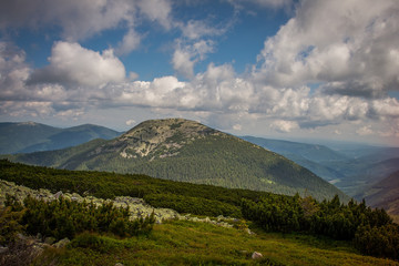 Fototapeta premium Beautiful mountains and blue sky in the Carpathians. Ukraine.