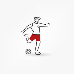 Football player Hand draw, vector