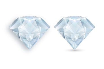 Fototapeta premium Vector illustration of diamond. Blue gemstone. Precious stones on white background.